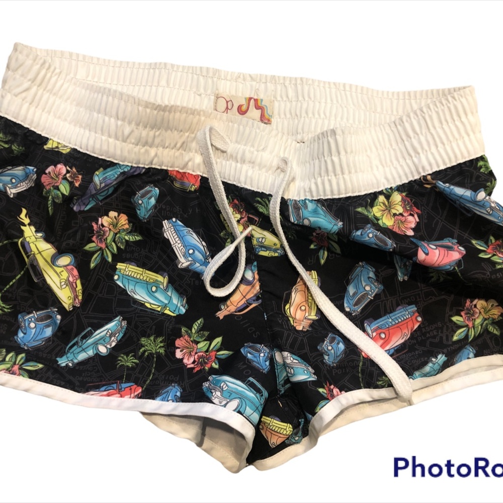 OP hawaiian vintage car print shorts-drawstring-S